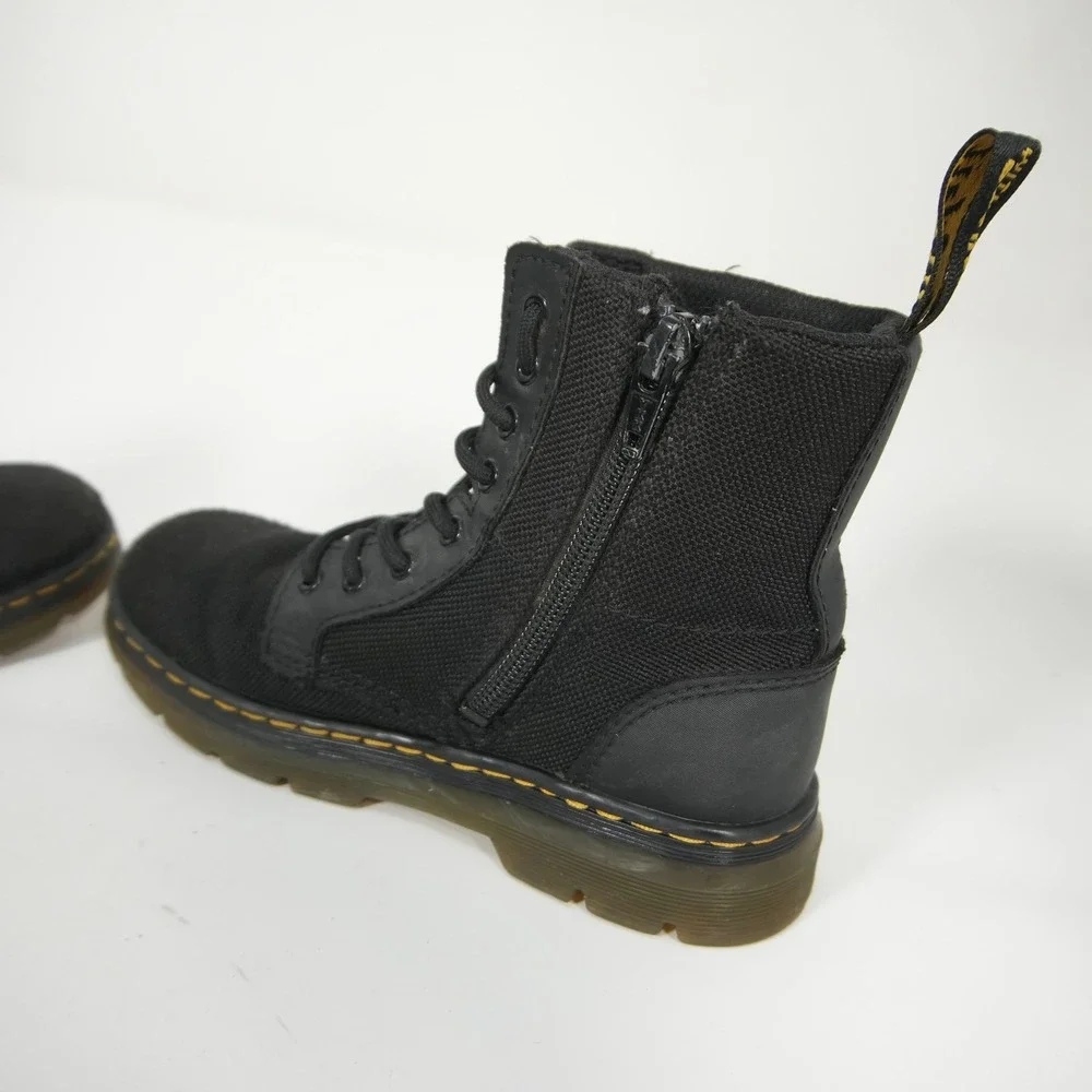 Dr. Martens Canvas Combs J JY004 Kids 13 Black Utility Combat Boots Side Zip